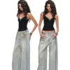 1JINN distressed mud-dyed wide-leg jeans