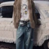 1jinn hand woven rabbit fur coat raccoon collar 1