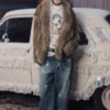 1jinn hand woven rabbit fur coat raccoon collar 5