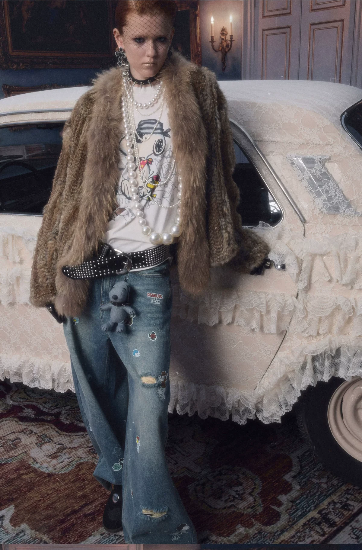 1jinn hand woven rabbit fur coat raccoon collar 6
