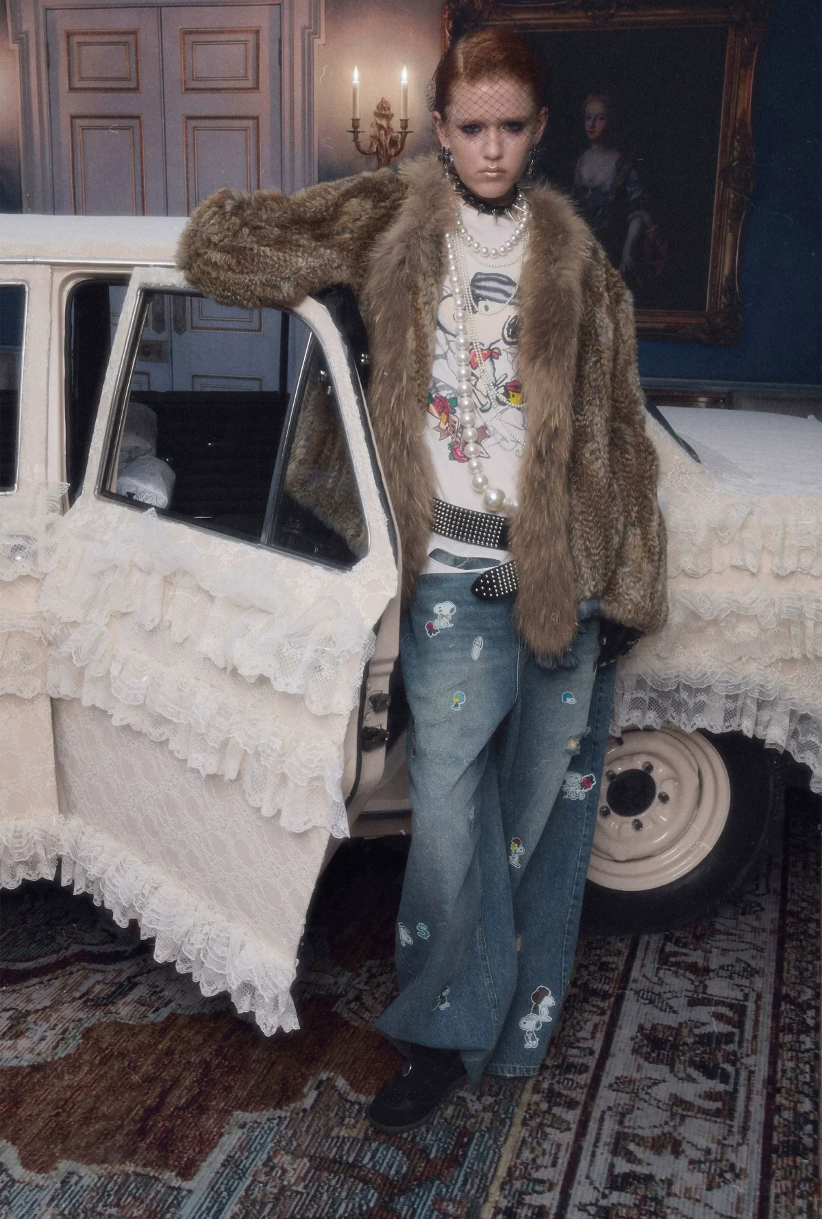 1jinn hand woven rabbit fur coat raccoon collar 7