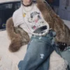 1jinn hand woven rabbit fur coat raccoon collar 10