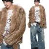 1jinn hand woven rabbit fur coat raccoon collar 11