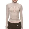 1JINN lace cross rhinestone turtleneck