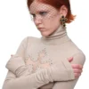 1JINN lace cross rhinestone turtleneck
