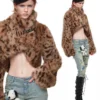 1JINN leopard faux fur cropped jacket
