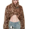 1JINN leopard faux fur cropped jacket