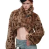 1JINN leopard faux fur cropped jacket