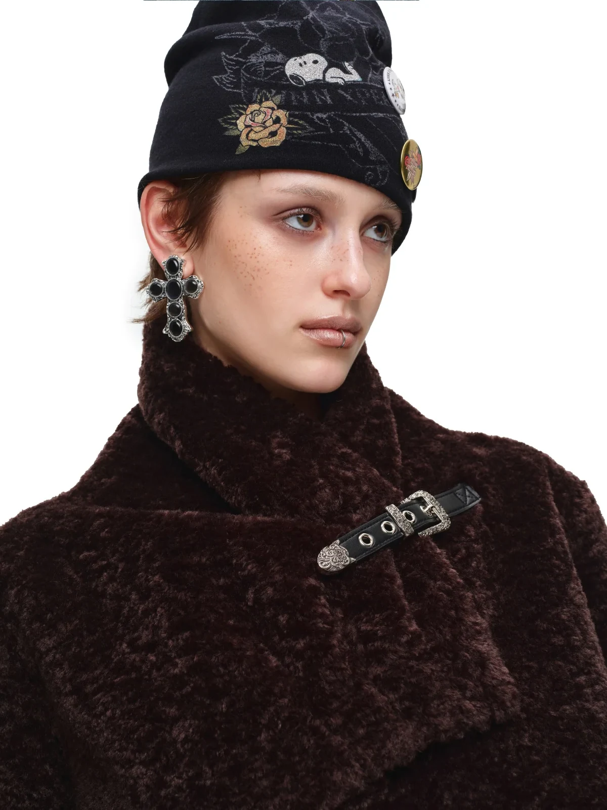 1JINN leopard faux fur cropped jacket