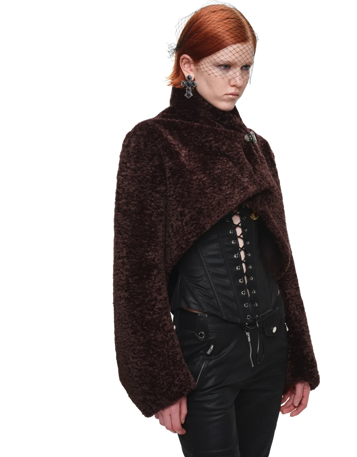 1JINN leopard faux fur cropped jacket