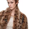 1JINN leopard faux fur cropped jacket