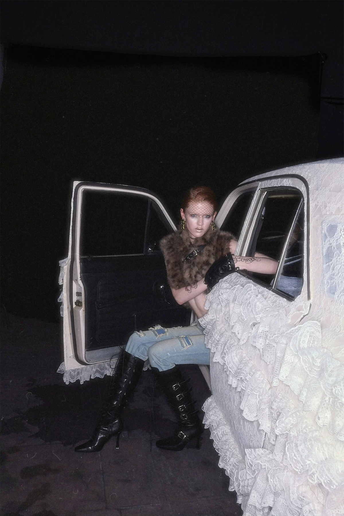 1JINN leopard faux fur cropped vest