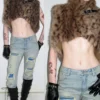 1JINN leopard faux fur cropped vest