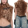 1JINN leopard faux fur cropped vest
