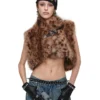 1JINN leopard faux fur cropped vest