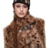 1JINN leopard faux fur cropped vest