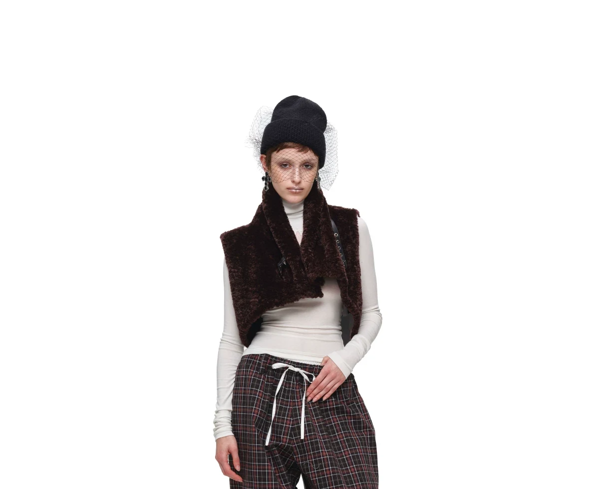 1JINN leopard faux fur cropped vest