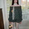 1JINN off-shoulder camo sweatshirt