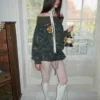 1JINN off-shoulder camo sweatshirt