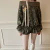 1JINN off-shoulder camo sweatshirt