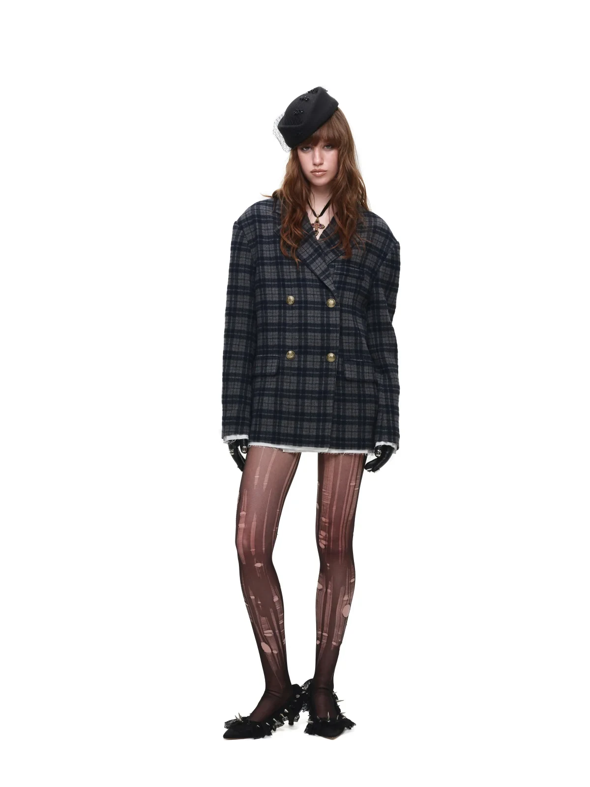 1jinn oversized check wool blazer 3