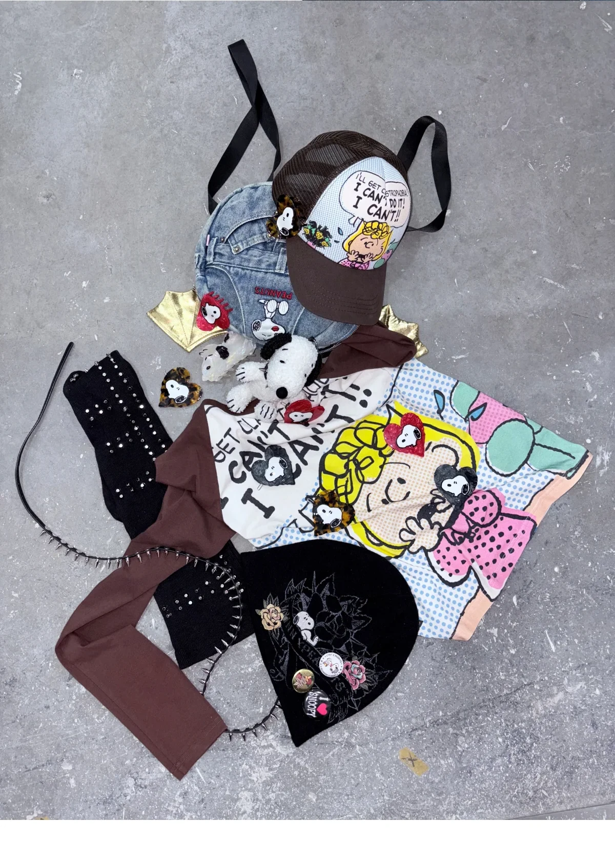 1JINN x SNOOPY Peanuts comic raglan long sleeve tee