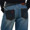 1jinn snoopy contrast panel embroidered straight jeans 6