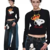 1jinn snoopy contrast panel embroidered straight jeans 7