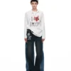 1jinn snoopy contrast panel embroidered straight jeans 8