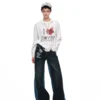 1jinn snoopy contrast panel embroidered straight jeans 9