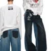 1jinn snoopy contrast panel embroidered straight jeans 10