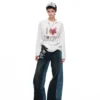 1jinn snoopy contrast panel embroidered straight jeans 11
