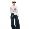 1jinn snoopy contrast panel embroidered straight jeans 12