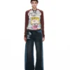 1jinn snoopy contrast panel embroidered straight jeans 13