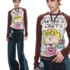 1jinn snoopy contrast panel embroidered straight jeans 15