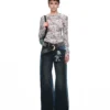 1jinn snoopy contrast panel embroidered straight jeans 18