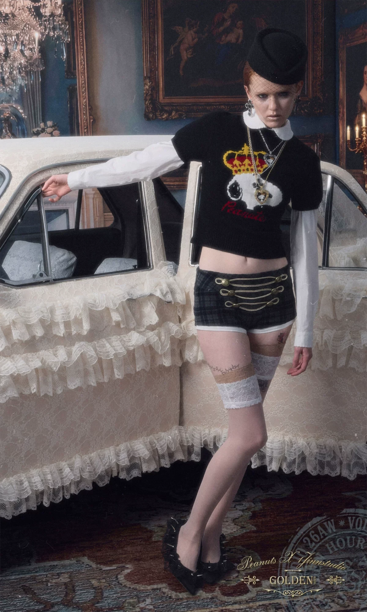 1jinn snoopy crown peanuts wool jacquard sweater 2