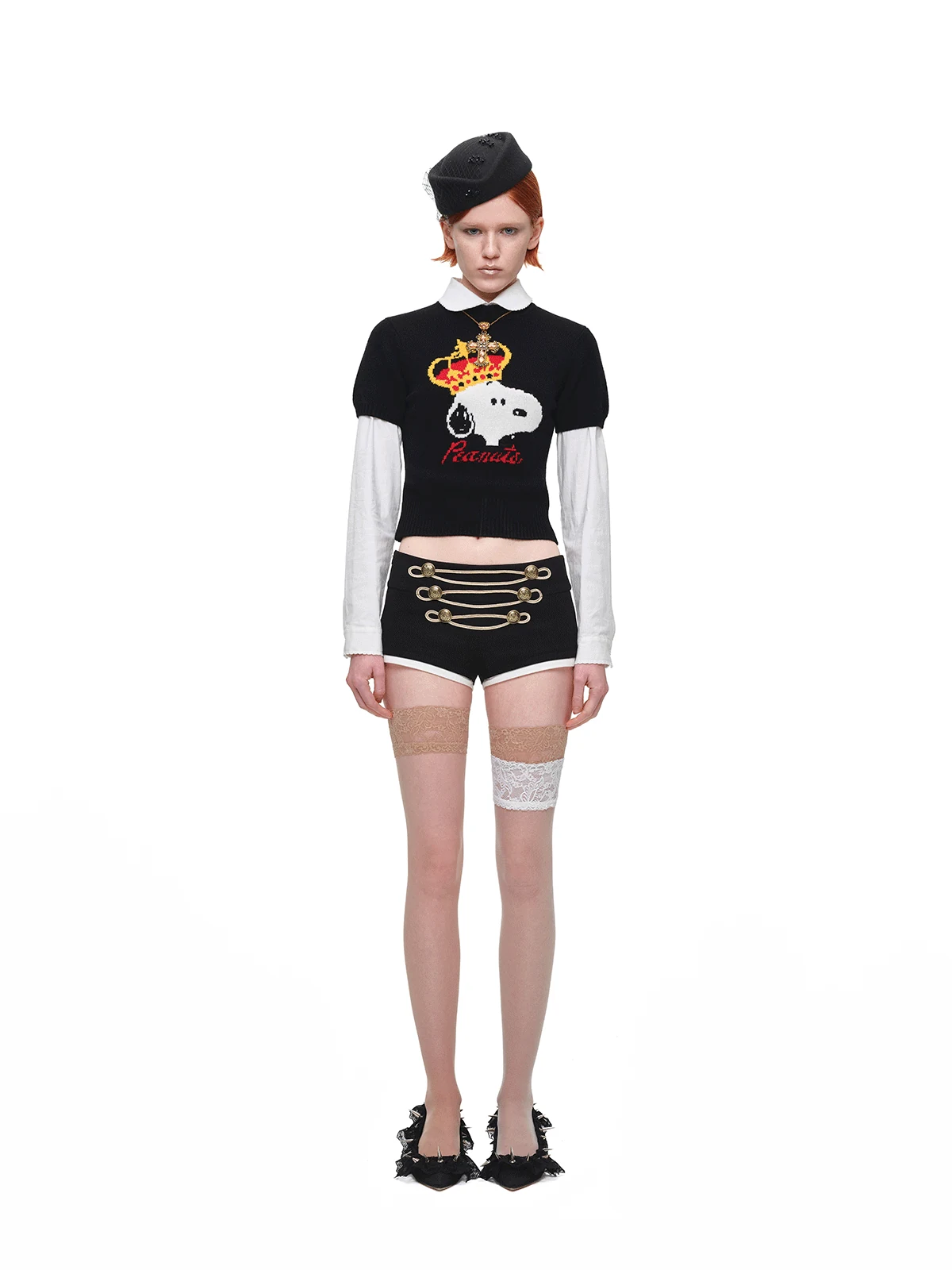 1jinn snoopy crown peanuts wool jacquard sweater 3