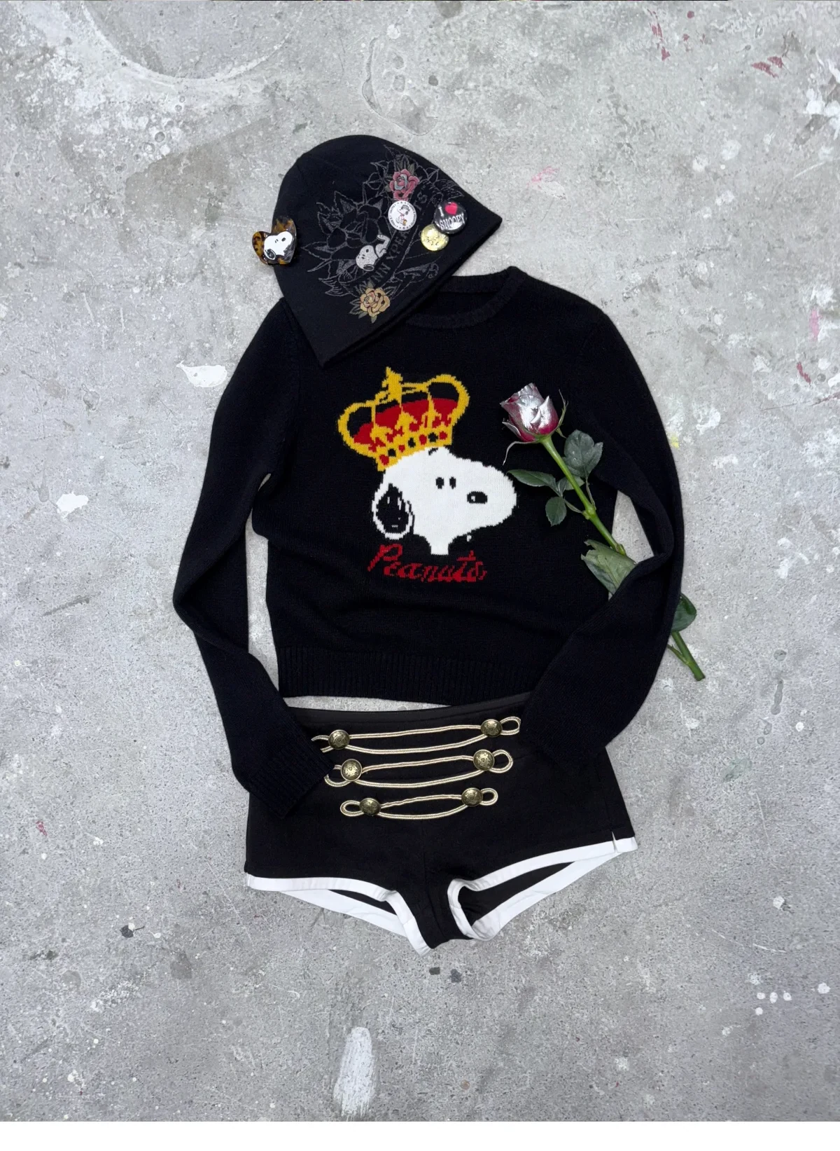 1jinn snoopy crown peanuts wool jacquard sweater 8