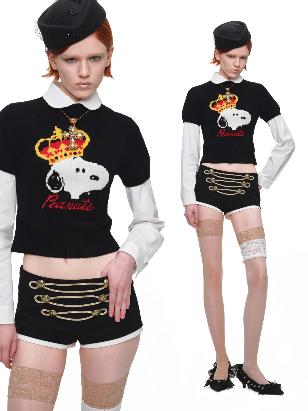 1jinn snoopy crown peanuts wool jacquard sweater 10