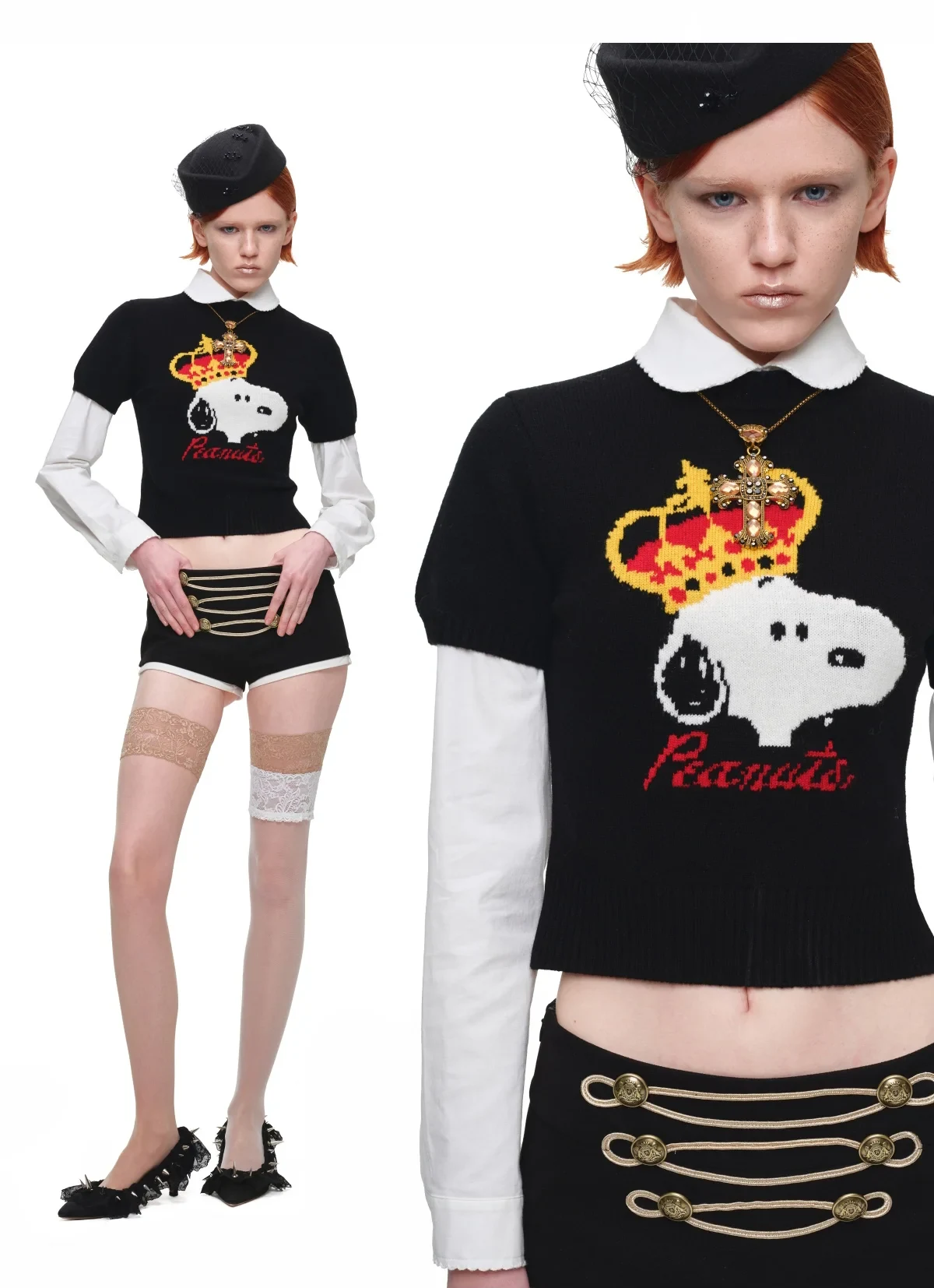 1jinn snoopy crown peanuts wool jacquard sweater 12