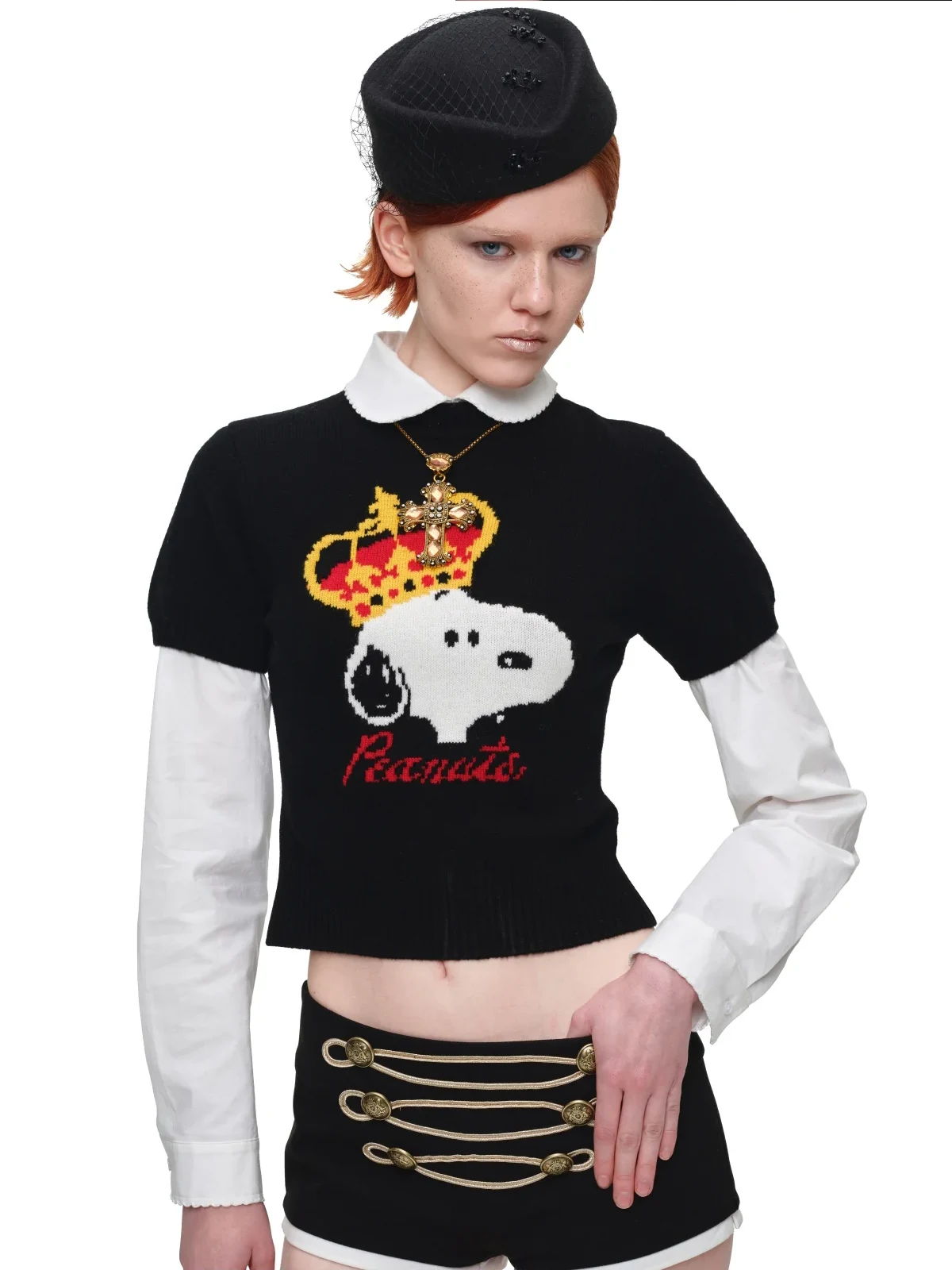 1jinn snoopy crown peanuts wool jacquard sweater 13