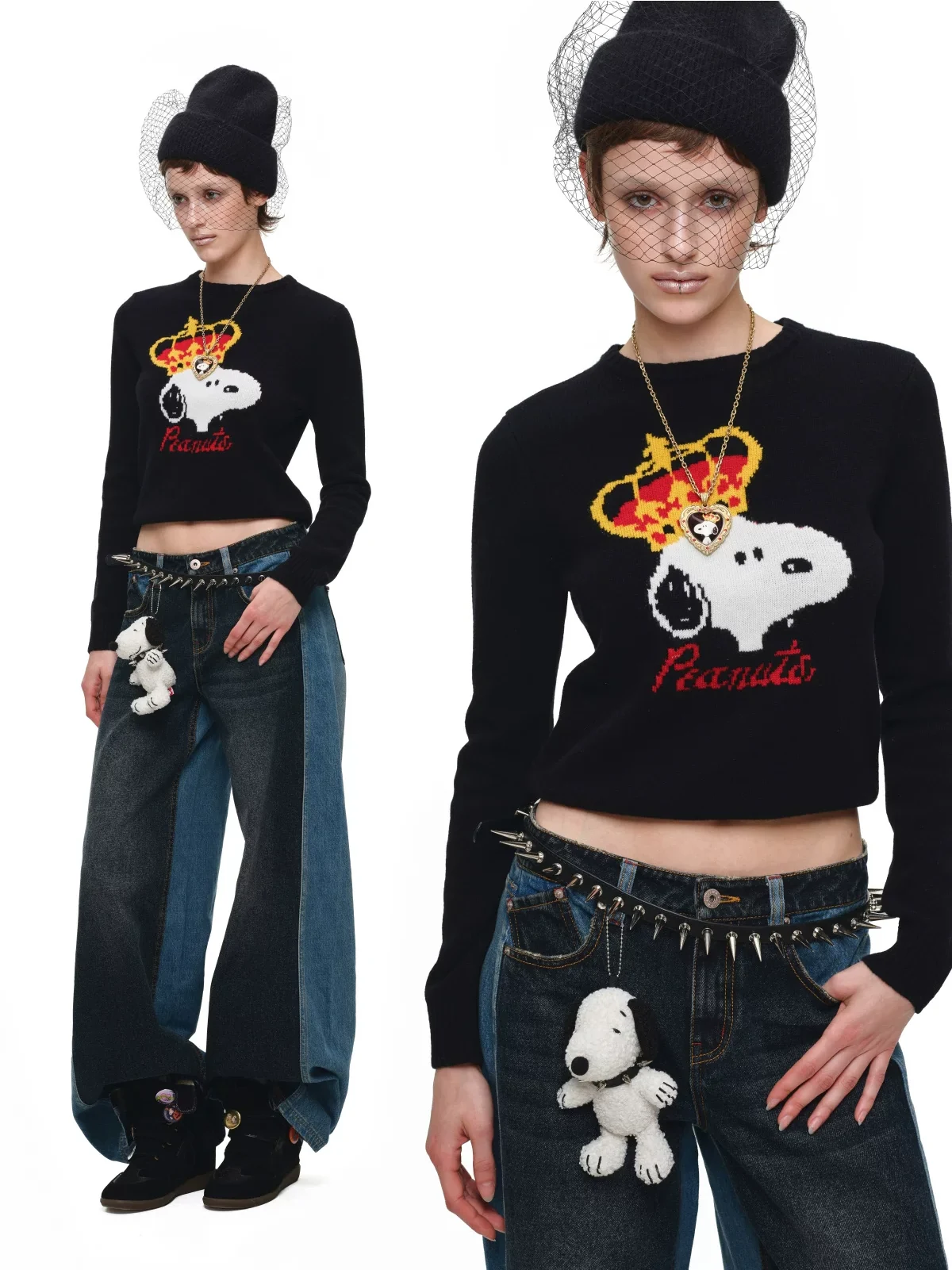 1jinn snoopy crown peanuts wool jacquard sweater 16