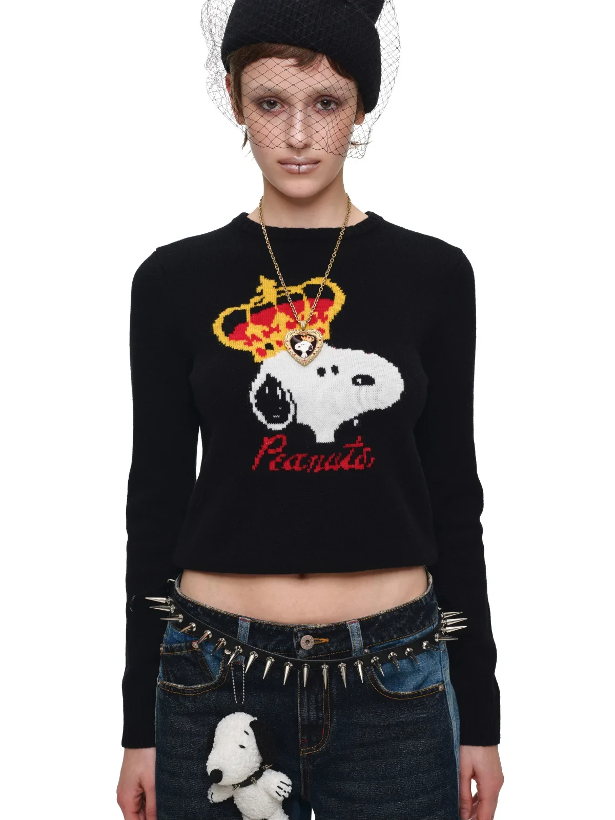 1jinn snoopy crown peanuts wool jacquard sweater 17
