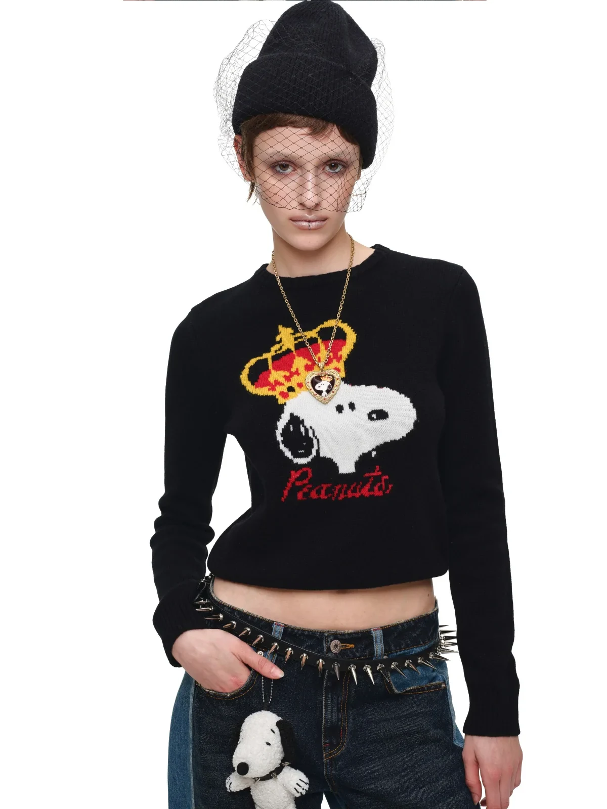 1jinn snoopy crown peanuts wool jacquard sweater 18