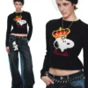 1jinn snoopy crown peanuts wool jacquard sweater 19