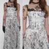 1jinn snoopy vintage newsprint boned lace bustier 7