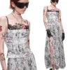 1jinn snoopy vintage newsprint boned lace bustier 11