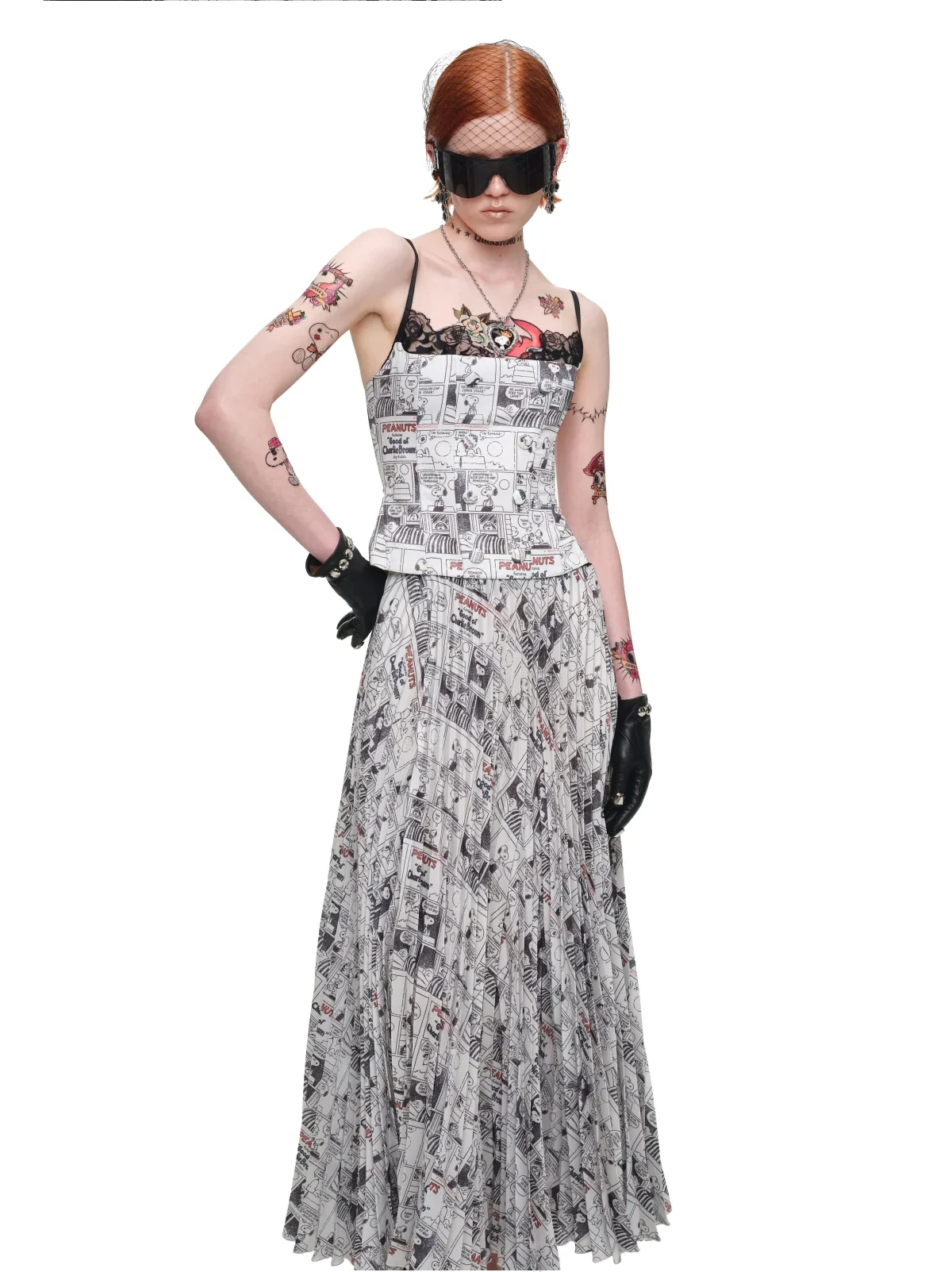 1jinn snoopy vintage newsprint boned lace bustier 12