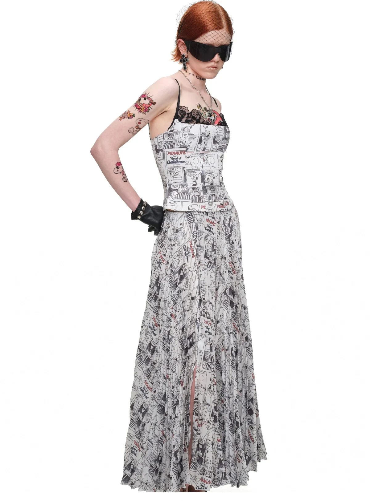 1jinn snoopy vintage newsprint boned lace bustier 13